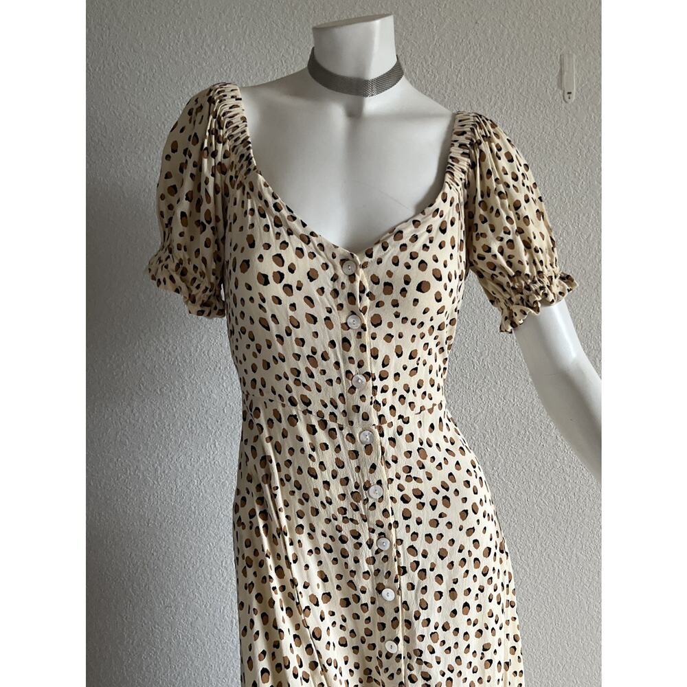KIVARI Valentina Button Front Midi Dress Leopard Small Excellent - Picture 5 of 11